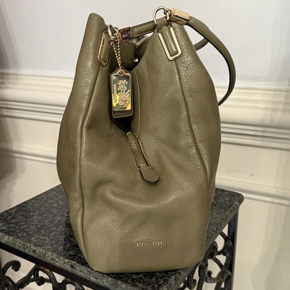 Coach Sage Green Hobo Bag with Gold Accents